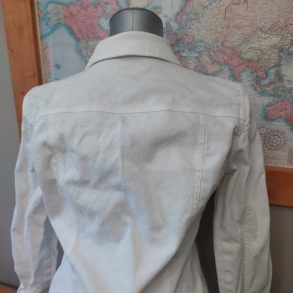 Geoffrey Beene Sport Women's White Stretch Structured Jean Jacket Size L - Picture 4 of 13